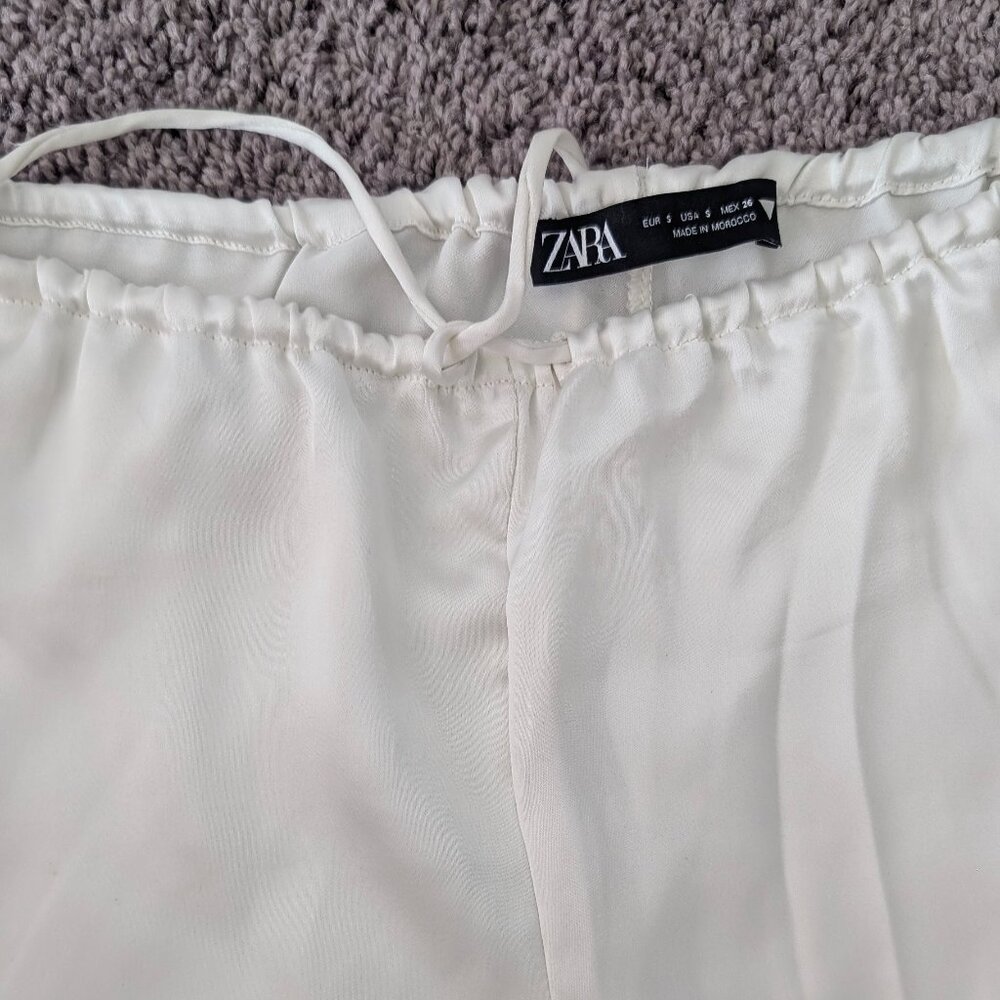 ZARA White Silk Pants | Elegant & Flowing Fit